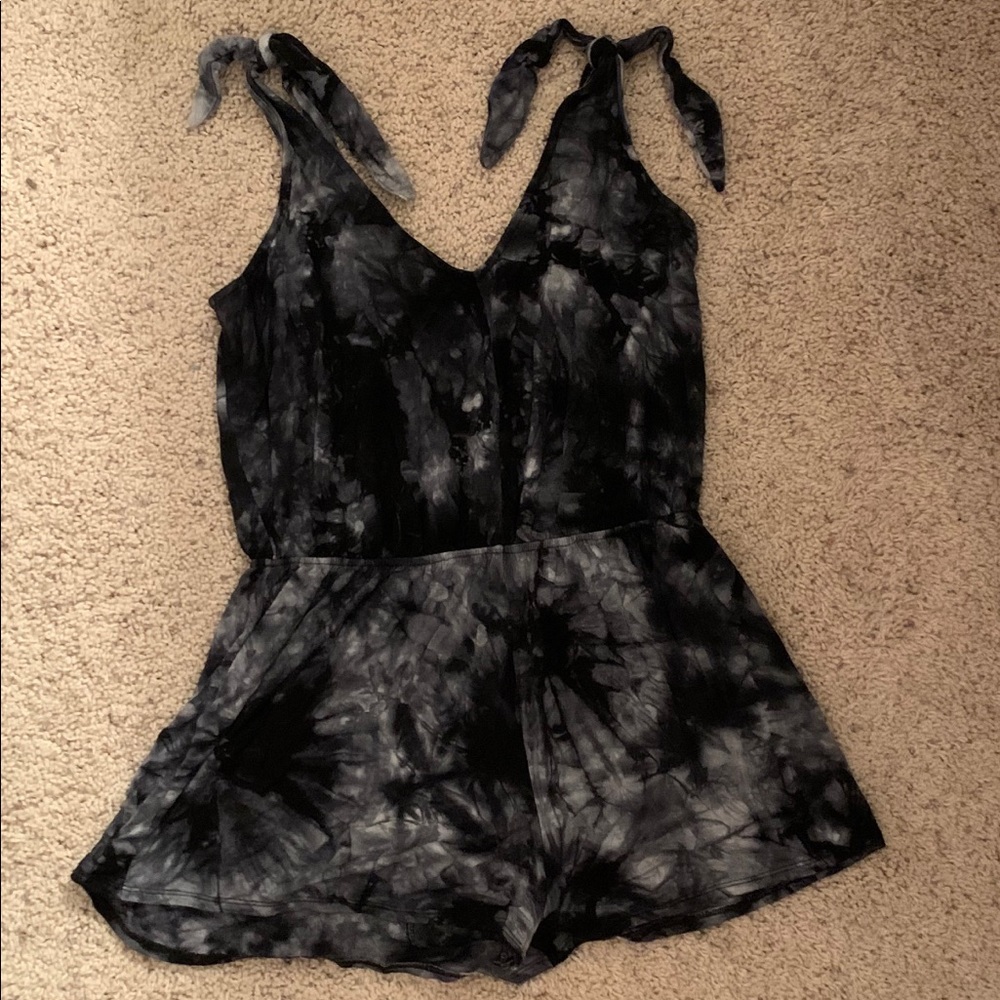 Tie-dye Black And Grey Romper
